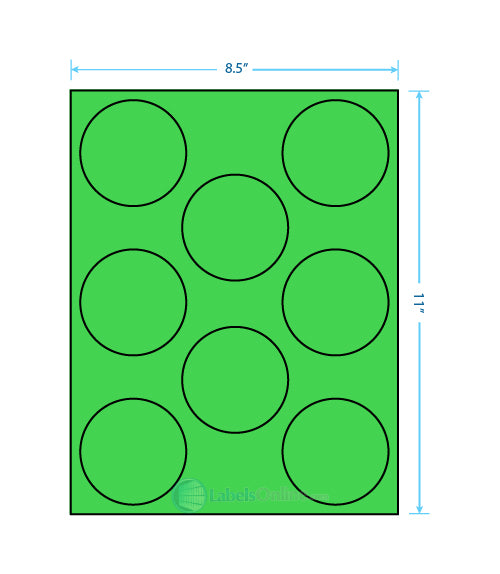 2.75" - 8 up - Fluorescent Green (Laser)