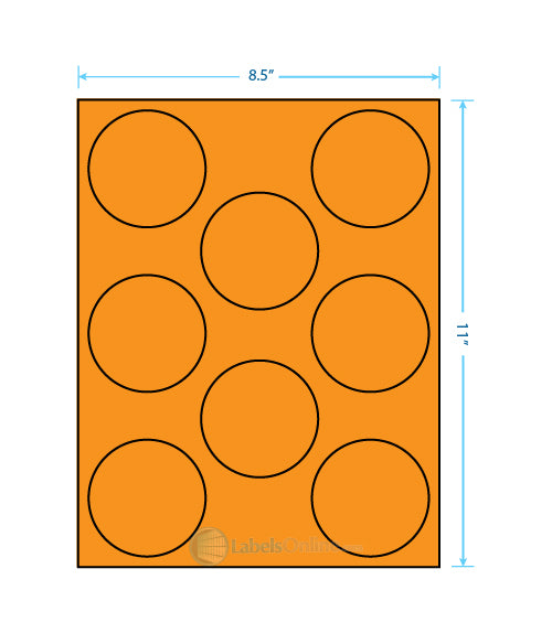 2.75" - 8 up - Fluorescent Orange (Laser)