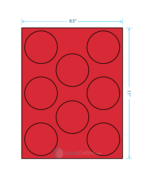 2.75" - 8 up - Fluorescent Red (Laser)