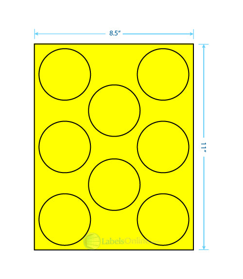 2.75" - 8 up - Fluorescent Yellow (Laser)