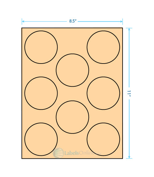 2.75" - 8 up - Pastel Orange (Laser)