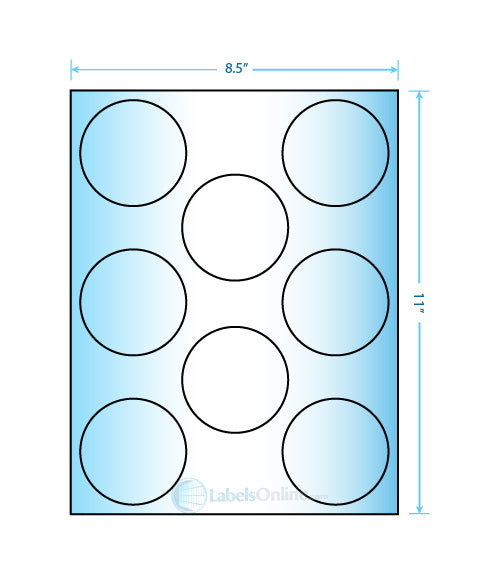 2.75" - 8 up - White Vinyl Drum (Laser)