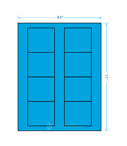 2.75" x 2.5" - 8 up - Fluorescent Blue (Laser)