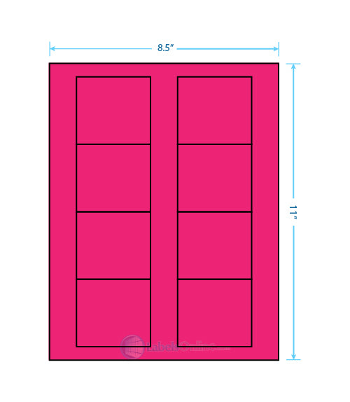 2.75" x 2.5" - 8 up - Fluorescent Pink (Laser)