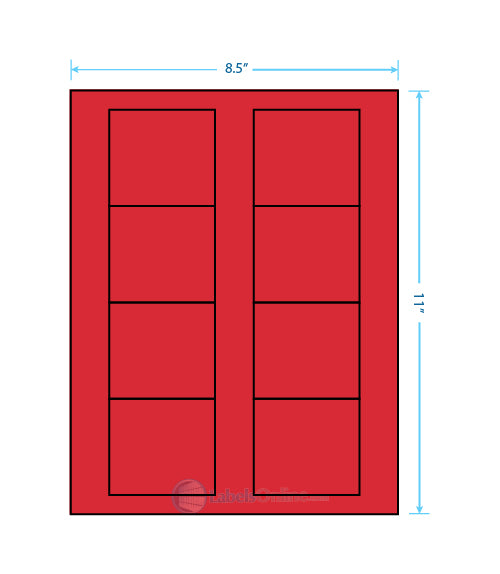 2.75" x 2.5" - 8 up - Fluorescent Red (Laser)