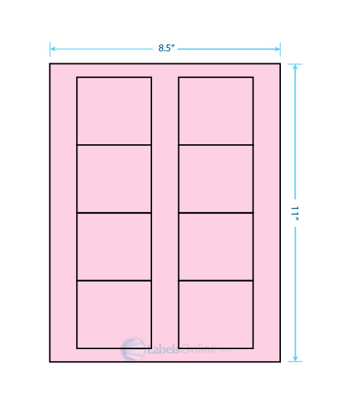 2.75" x 2.5" - 8 up - Pastel Pink (Laser)