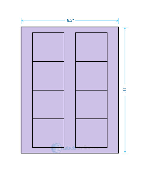 2.75" x 2.5" - 8 up - Pastel Purple (Laser)