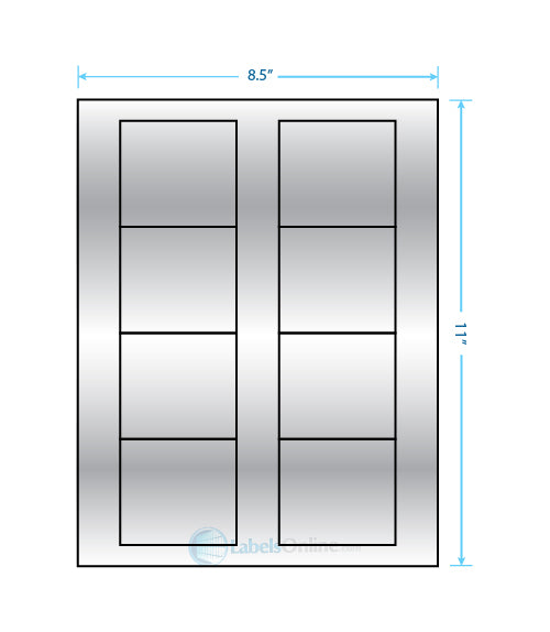 2.75" x 2.5" - 8 up - Silver Foil (Laser)