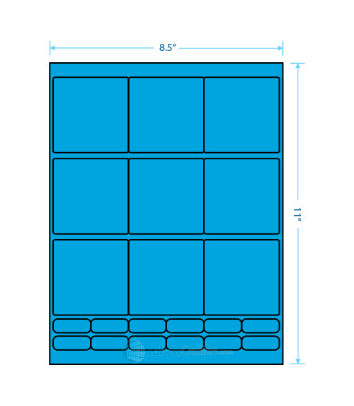 2.75" x 2.75" - 9 up - Fluorescent Blue