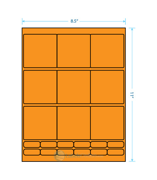 2.75" x 2.75" - 9 up - Fluorescent Orange