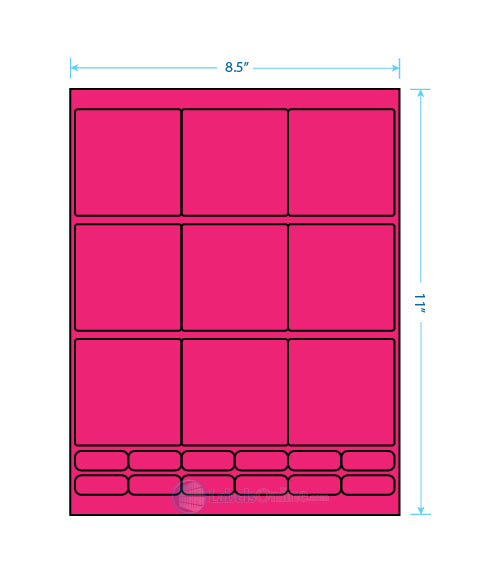 2.75" x 2.75" - 9 up - Fluorescent Pink