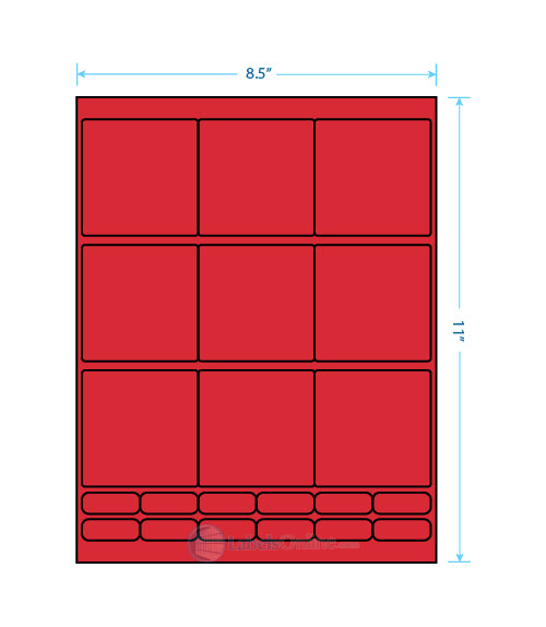 2.75" x 2.75" - 9 up - Fluorescent Red