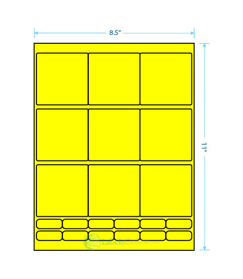 2.75" x 2.75" - 9 up - Fluorescent Yellow
