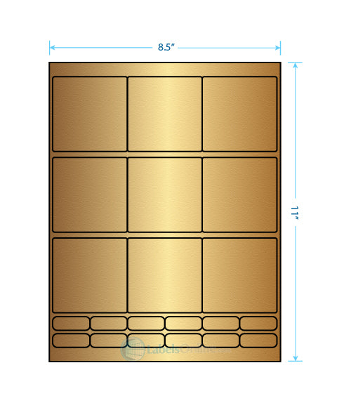 2.75" x 2.75" - 9 up - Gold Foil