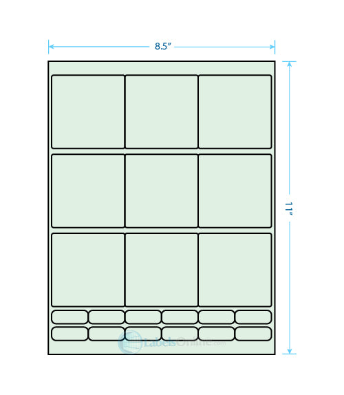 2.75" x 2.75" - 9 up - Pastel Green