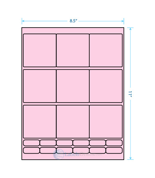 2.75" x 2.75" - 9 up - Pastel Pink