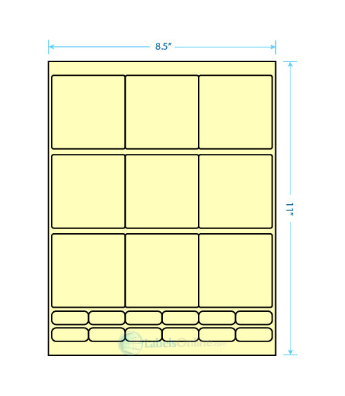 2.75" x 2.75" - 9 up - Pastel Yellow