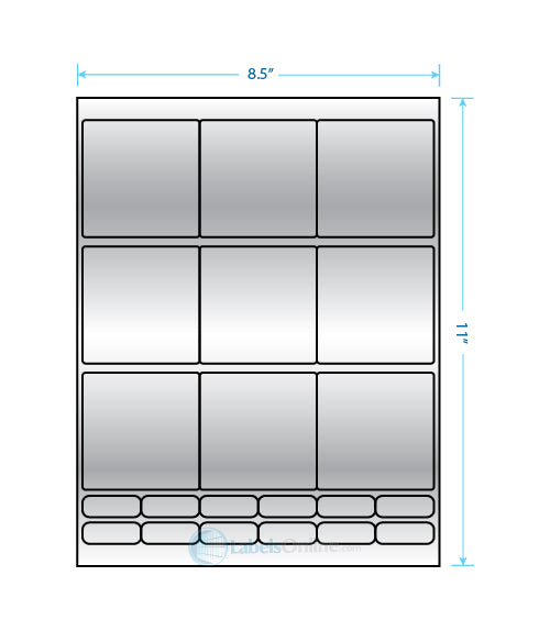 2.75" x 2.75" - 9 up - Silver Foil