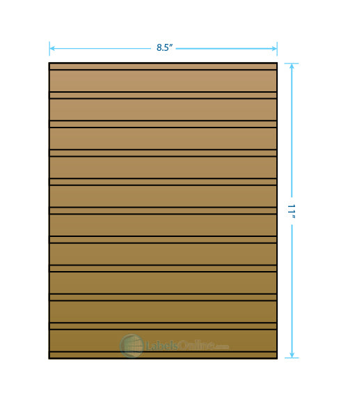 2@ 8.5" x .25";  6@ 8.5" x .5";  3 @ 8.5" x 2.5" - 11 up - Brown Kraft (Laser / Inkjet)