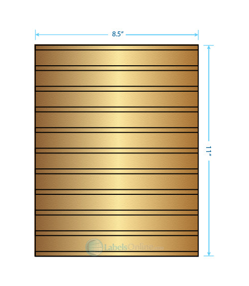 2@ 8.5" x .25";  6@ 8.5" x .5";  3 @ 8.5" x 2.5" - 11 up - Gold Foil (Laser)