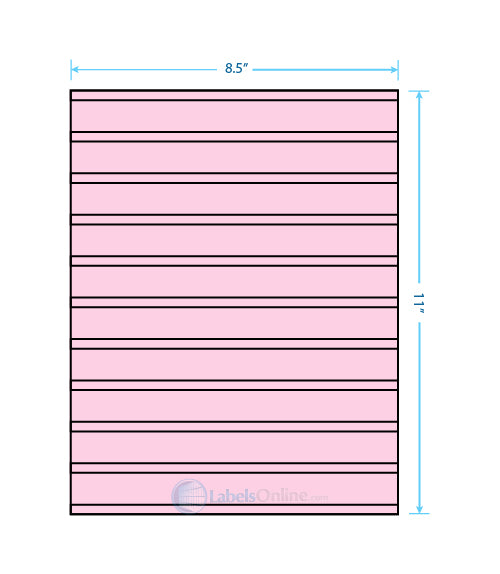 2@ 8.5" x .25";  6@ 8.5" x .5";  3 @ 8.5" x 2.5" - 11 up - Pastel Pink (Laser)