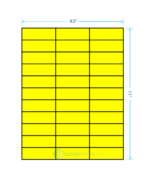 2.83" x 1" - 33 up - Fluorescent Yellow (Laser)