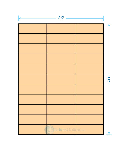 2.83" x 1" - 33 up - Pastel Orange (Laser)