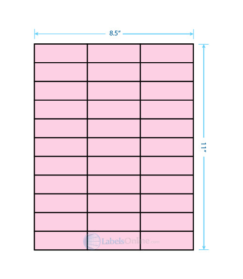 2.83" x 1" - 33 up - Pastel Pink (Laser)