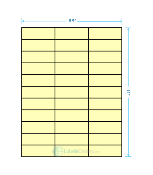 2.83" x 1" - 33 up - Pastel Yellow (Laser)