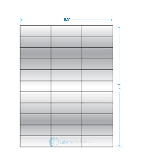2.83" x 1" - 33 up - Silver Foil (Laser)