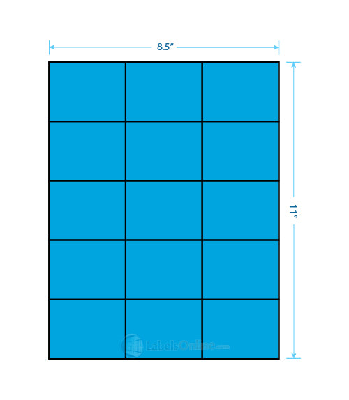 2.83" x 2.2" - 15 up - Fluorescent Blue