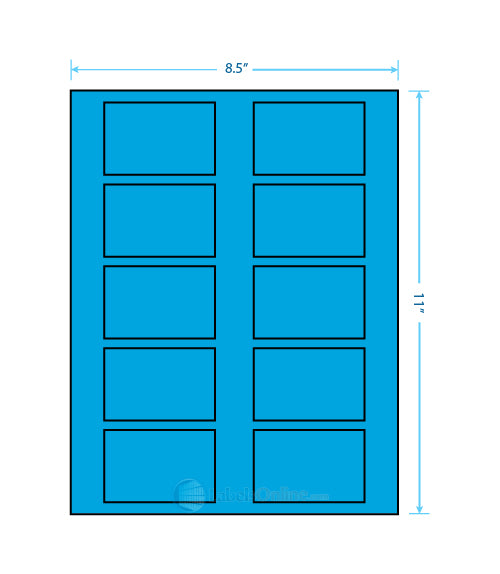 2.875" x 1.875" - 10 up - Fluorescent Blue (Laser)