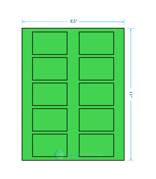 2.875" x 1.875" - 10 up - Fluorescent Green (Laser)