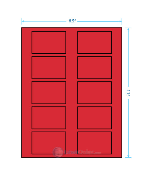 2.875" x 1.875" - 10 up - Fluorescent Red (Laser)