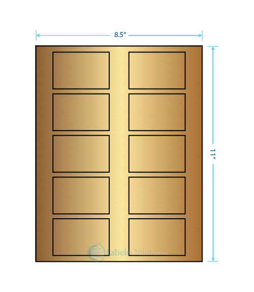 2.875" x 1.875" - 10 up - Gold Foil (Laser)