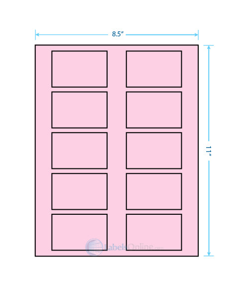 2.875" x 1.875" - 10 up - Pastel Pink (Laser)