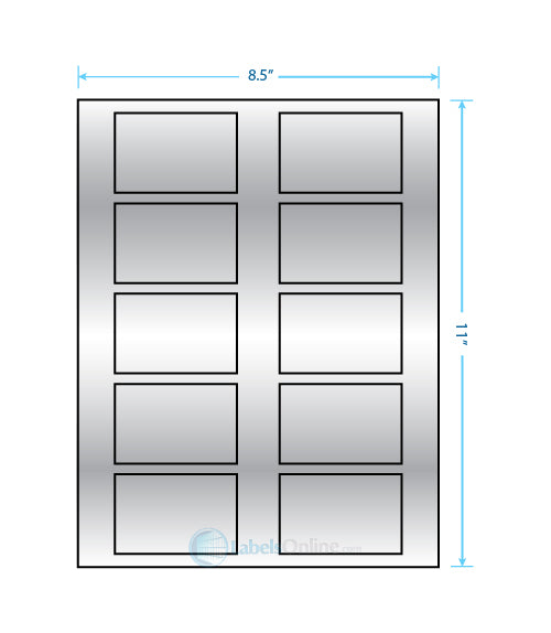 2.875" x 1.875" - 10 up - Silver Foil (Laser)