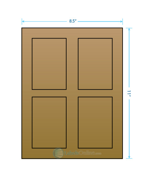 2.875" x 4.312" - 4 up - Brown Kraft (Laser / Inkjet)