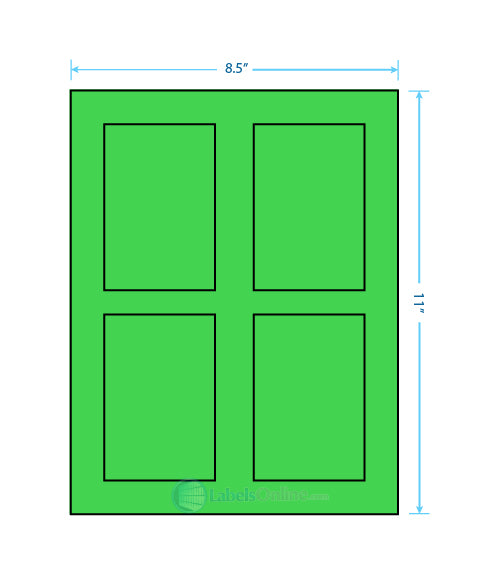 2.875" x 4.312" - 4 up - Fluorescent Green (Laser)