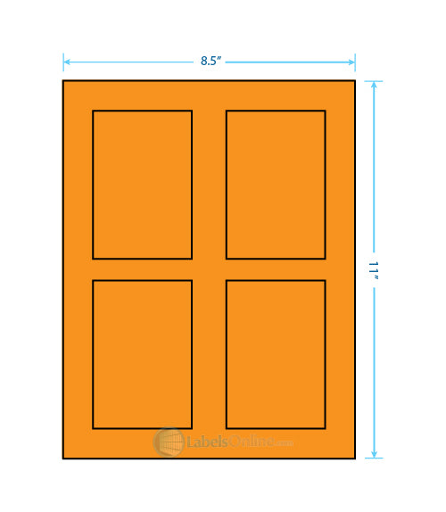 2.875" x 4.312" - 4 up - Fluorescent Orange (Laser)