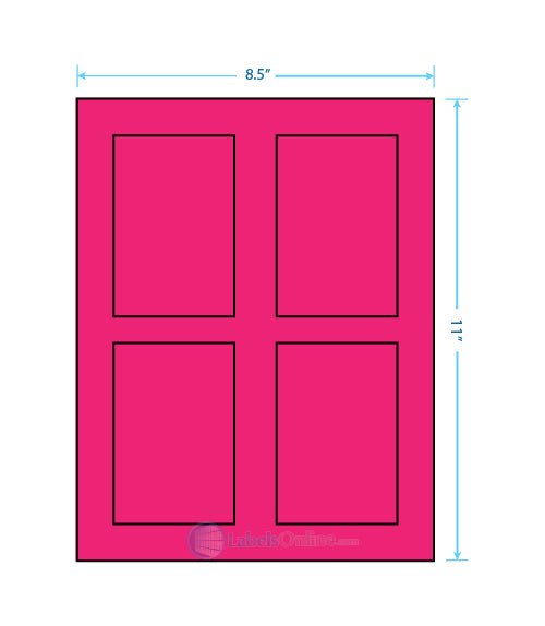 2.875" x 4.312" - 4 up - Fluorescent Pink (Laser)