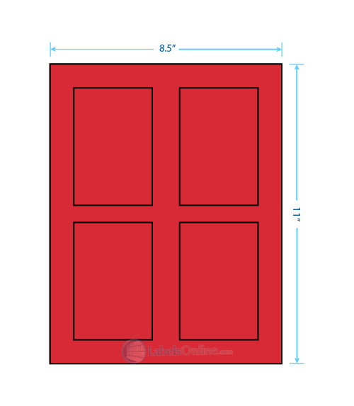 2.875" x 4.312" - 4 up - Fluorescent Red (Laser)