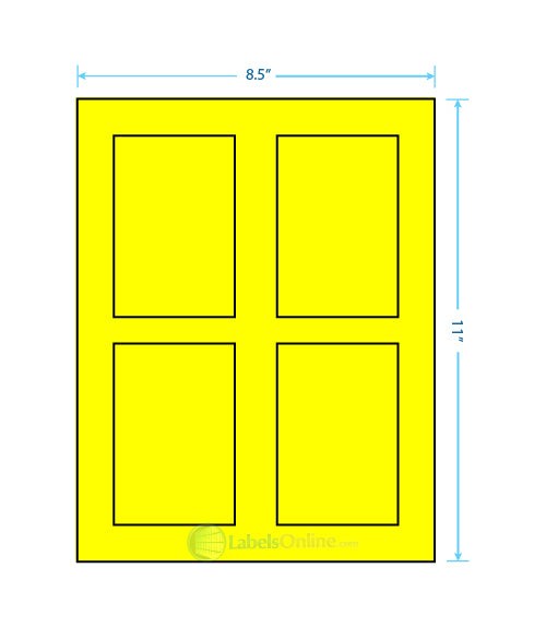 2.875" x 4.312" - 4 up - Fluorescent Yellow (Laser)