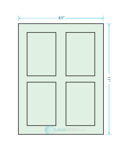 2.875" x 4.312" - 4 up - Pastel Green (Laser)