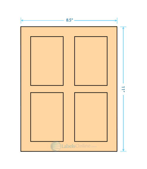 2.875" x 4.312" - 4 up - Pastel Orange (Laser)
