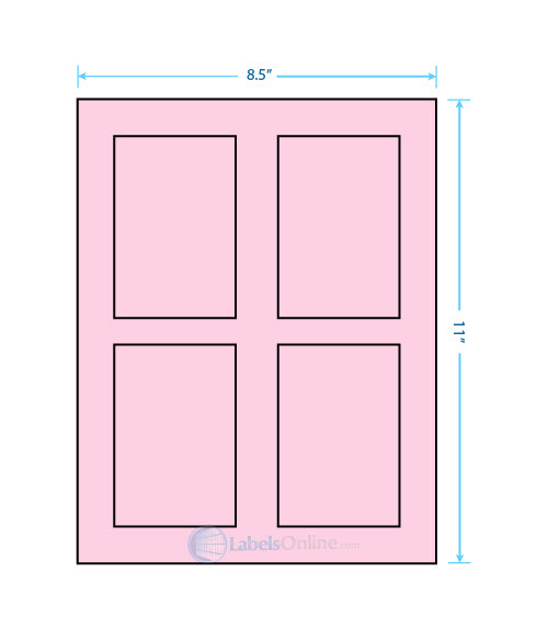 2.875" x 4.312" - 4 up - Pastel Pink (Laser)