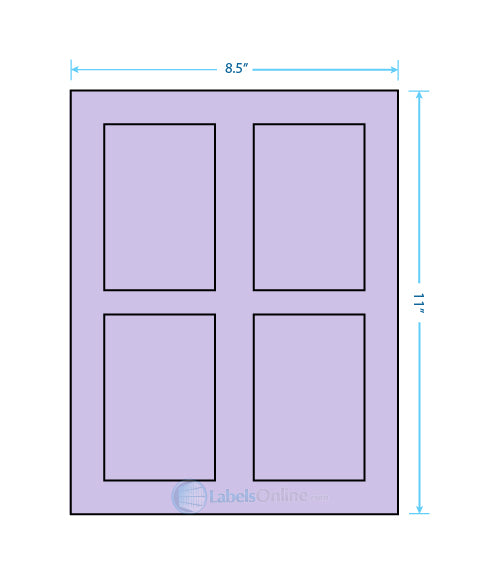 2.875" x 4.312" - 4 up - Pastel Purple (Laser)