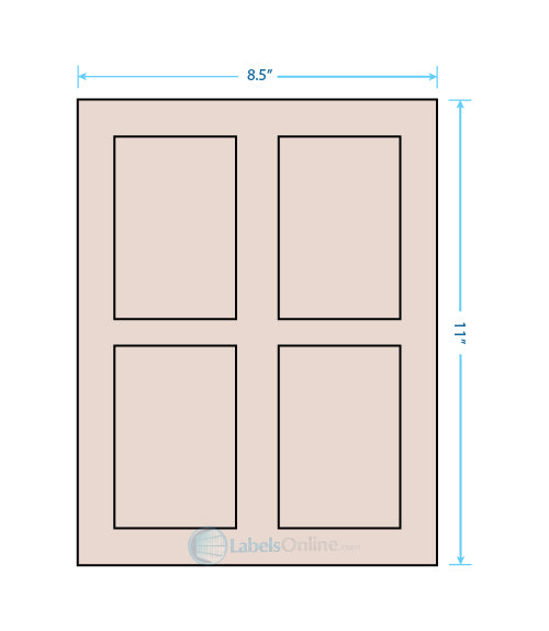 2.875" x 4.312" - 4 up - Pastel Tan (Laser)
