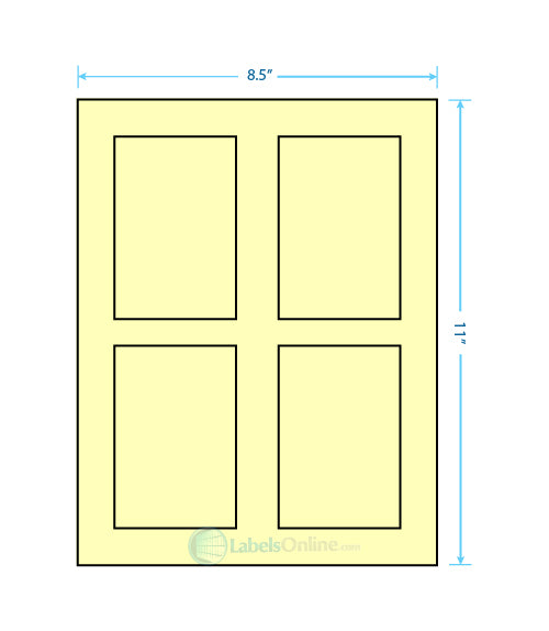 2.875" x 4.312" - 4 up - Pastel Yellow (Laser)