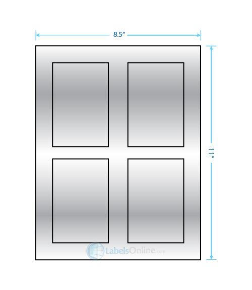 2.875" x 4.312" - 4 up - Silver Foil (Laser)